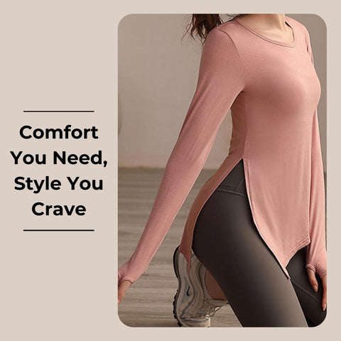 slit top for women, activewear set for women