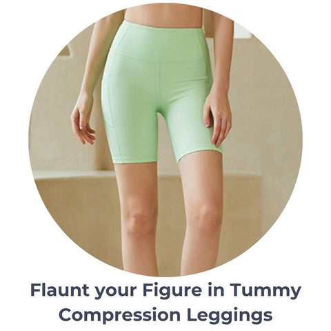 knee lenght high waist leggings, tummy compression leggings, workout leggings