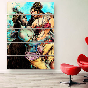 Casperme Beautiful Radha Krishna Peace Giving Wall Hanging, Textured Finish with Sugar Effect for Living Room, Bedroom, Office etc. (48 x 30 inches)