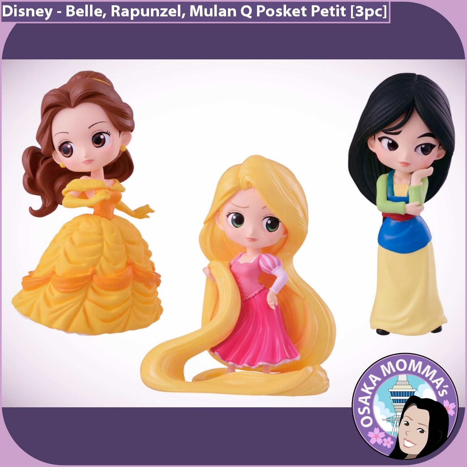 Q Posket Petit 3 Set Belle Rapunzel Mulan Osaka Momma S Japanese Goods