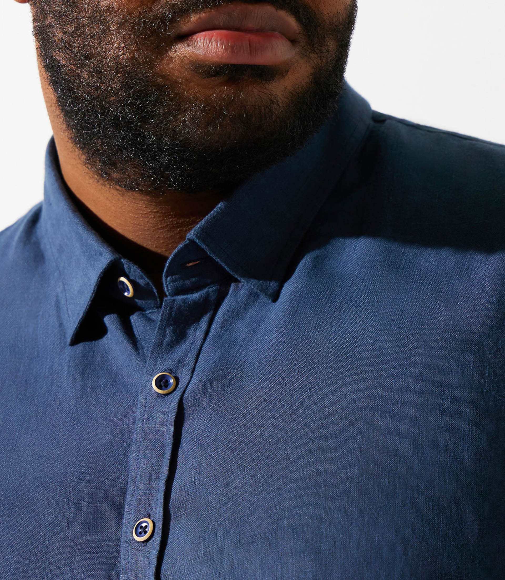 Plain navy linen shirt KISSBT