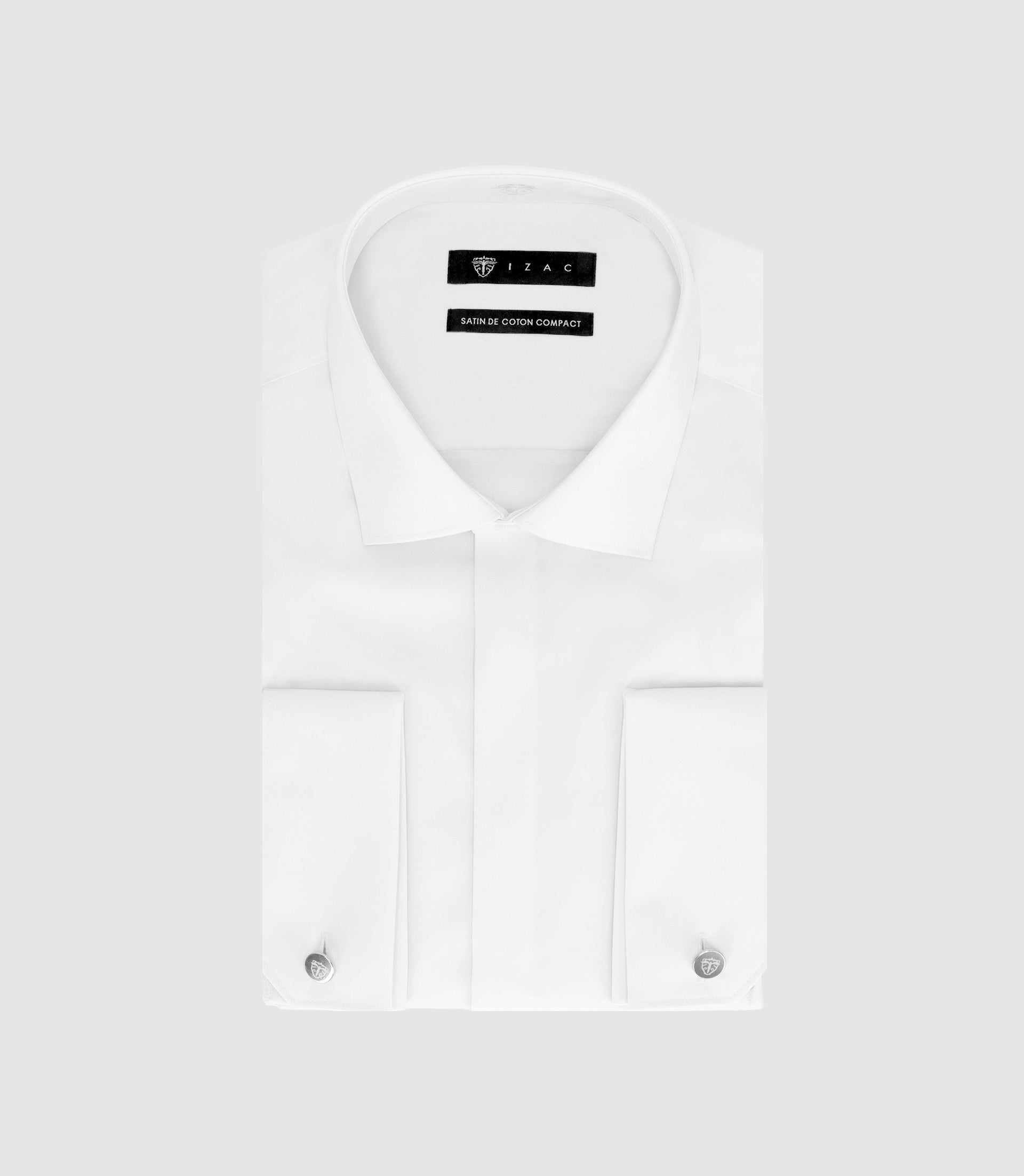 Slim-fit shirt in WHITE cotton satin