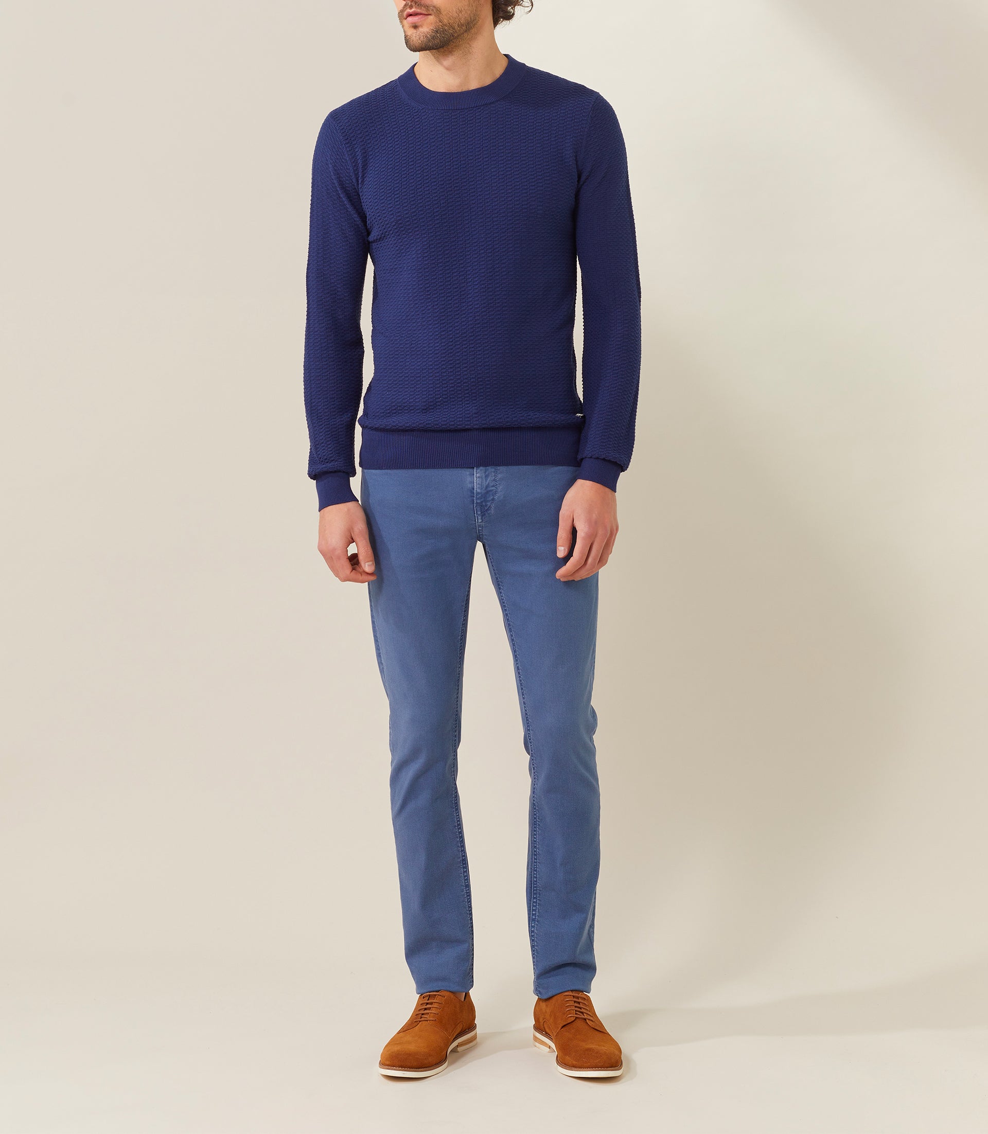 IZAC - Pull col rond bleu ''Fino'' - IZAC - Modalova