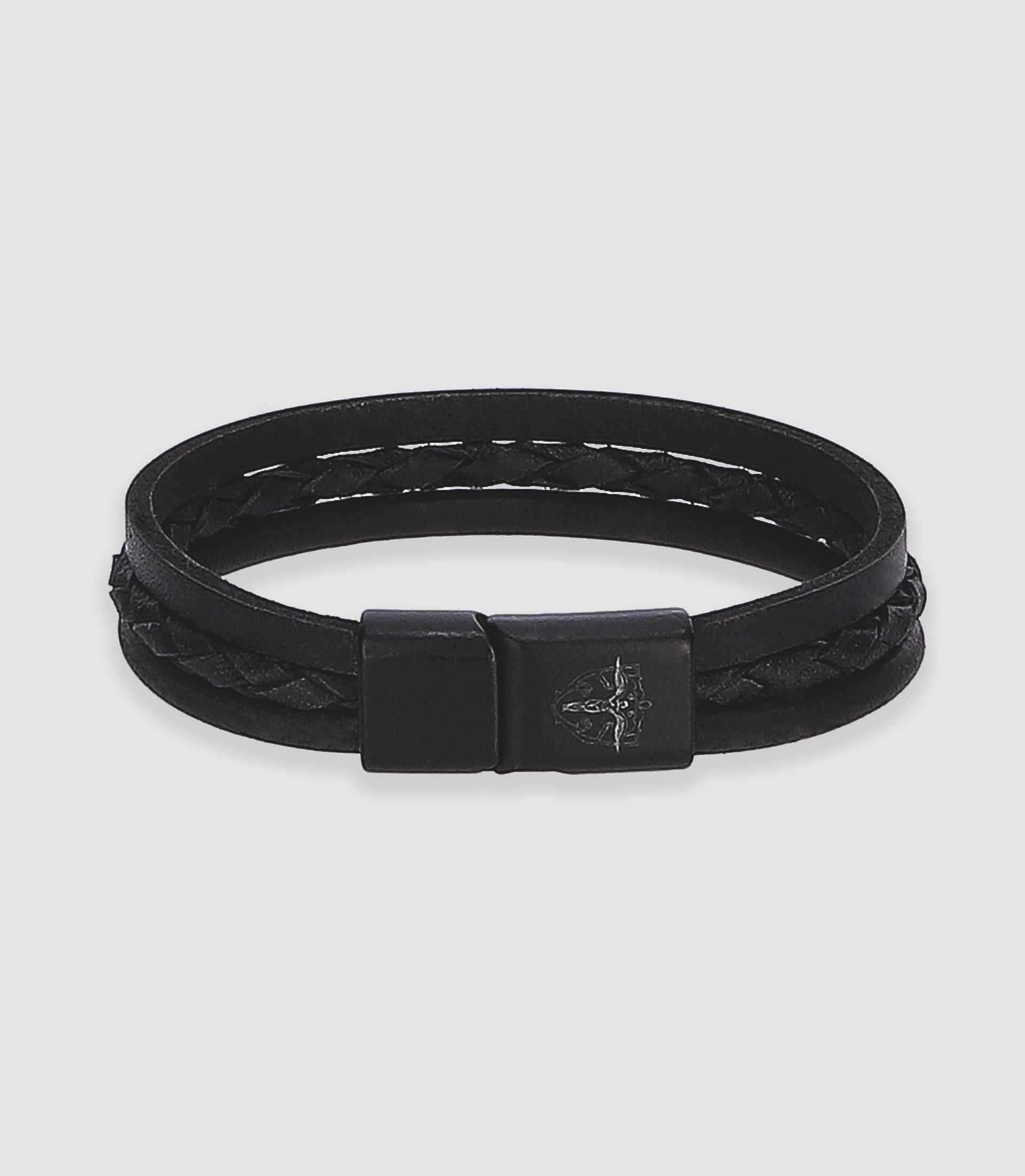 Black leather bracelet GALO