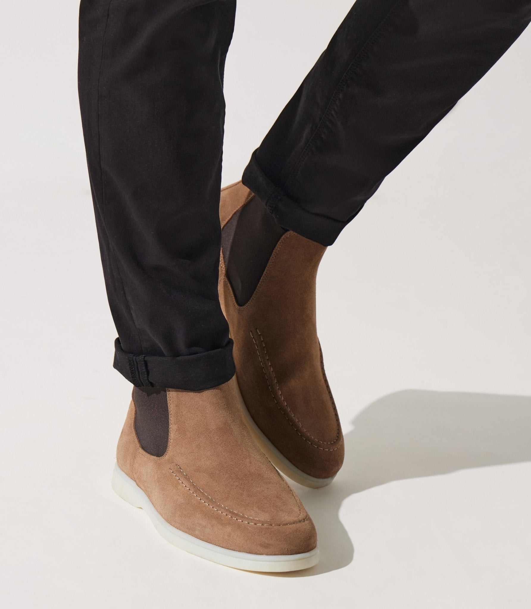 Taupe suede elastic boot OMAHA