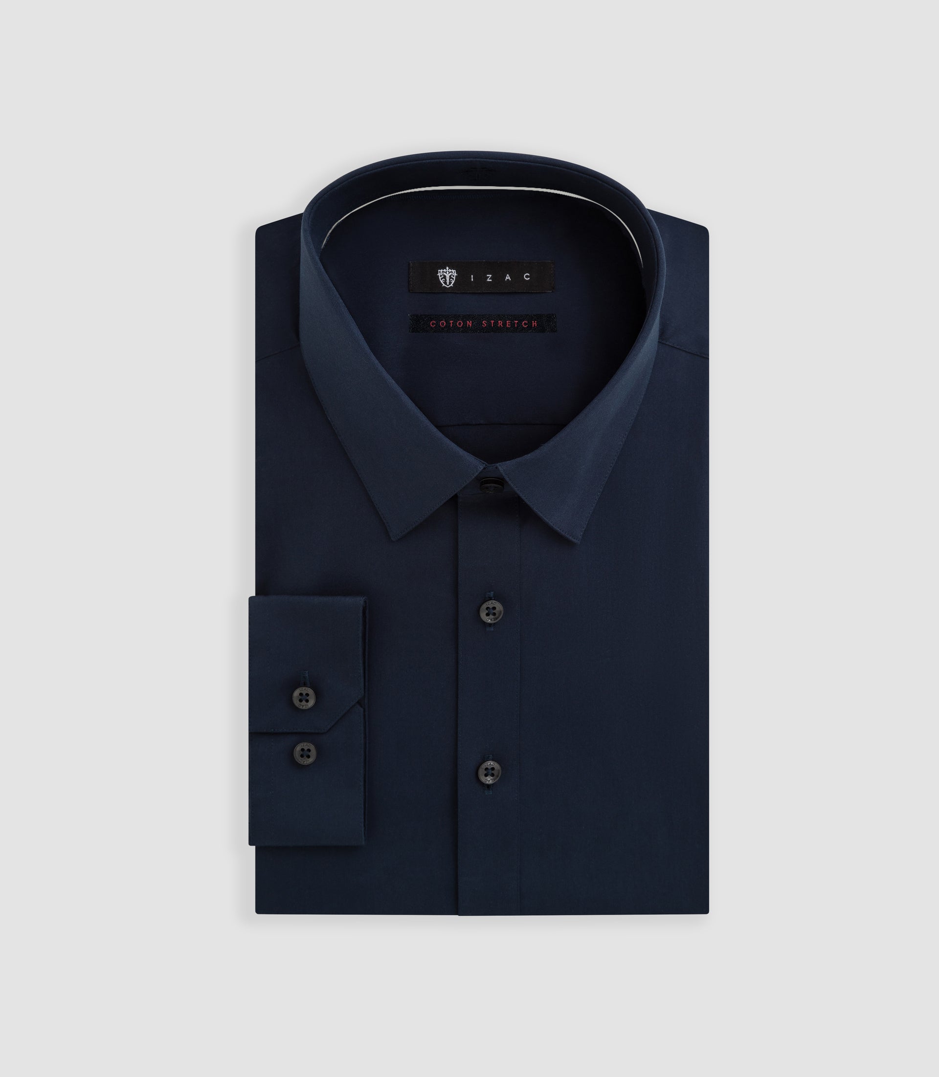 Slim-fit shirt in navy stretch poplin MALTA