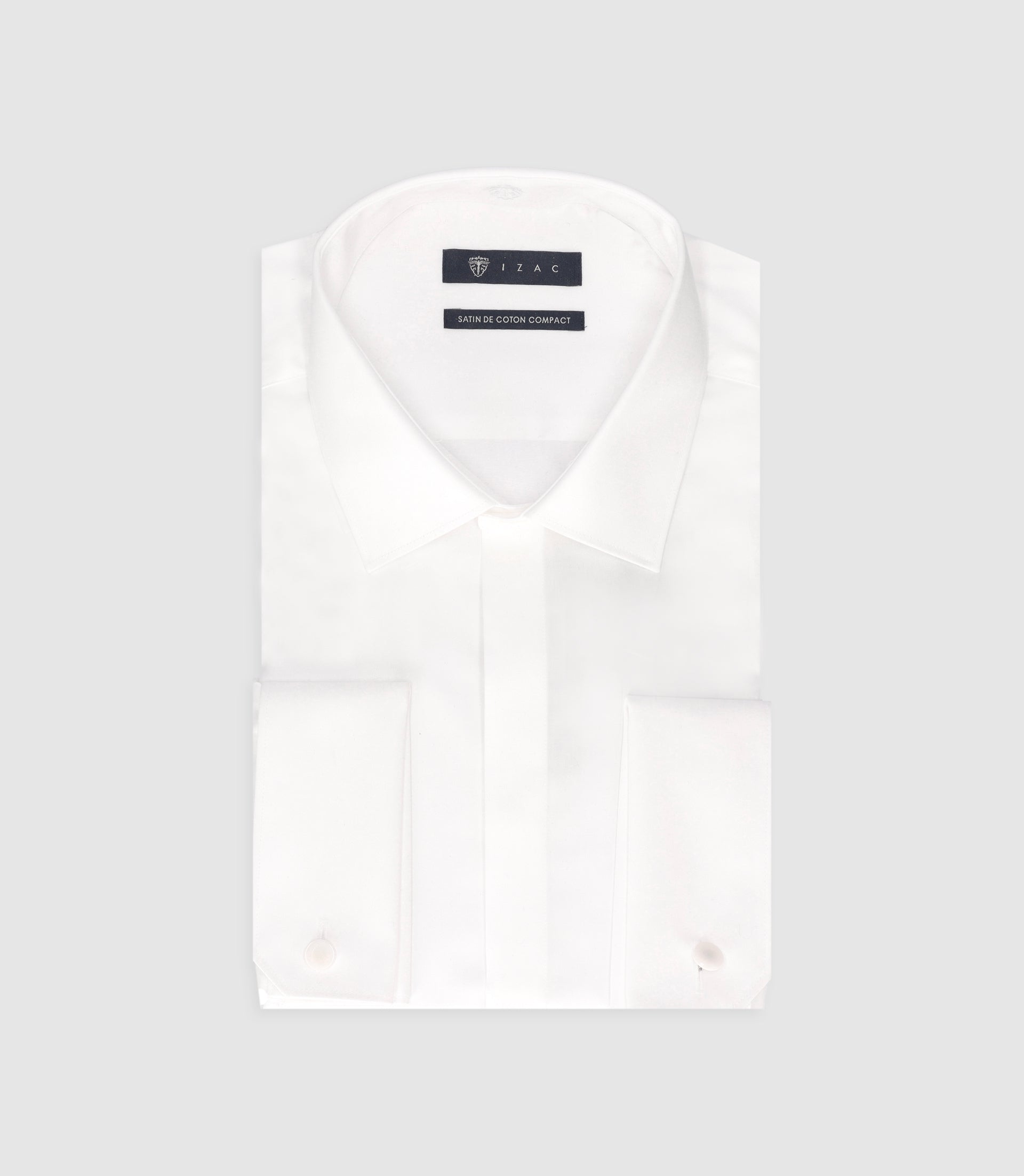 Slim fit white cotton sateen shirt SATINMIXTESLIM