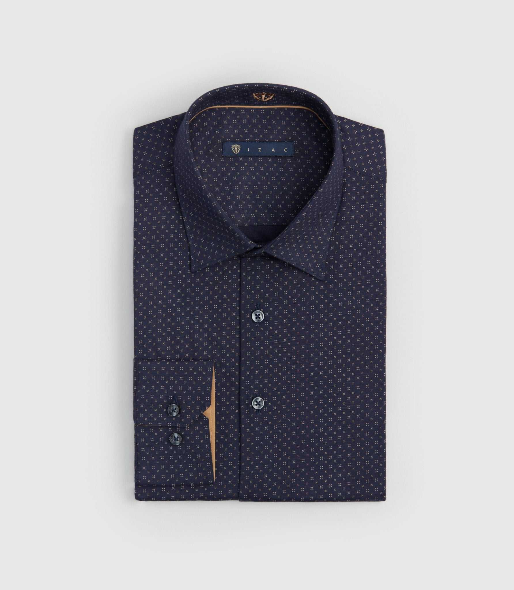 Micro printed shirt with navy pattern 