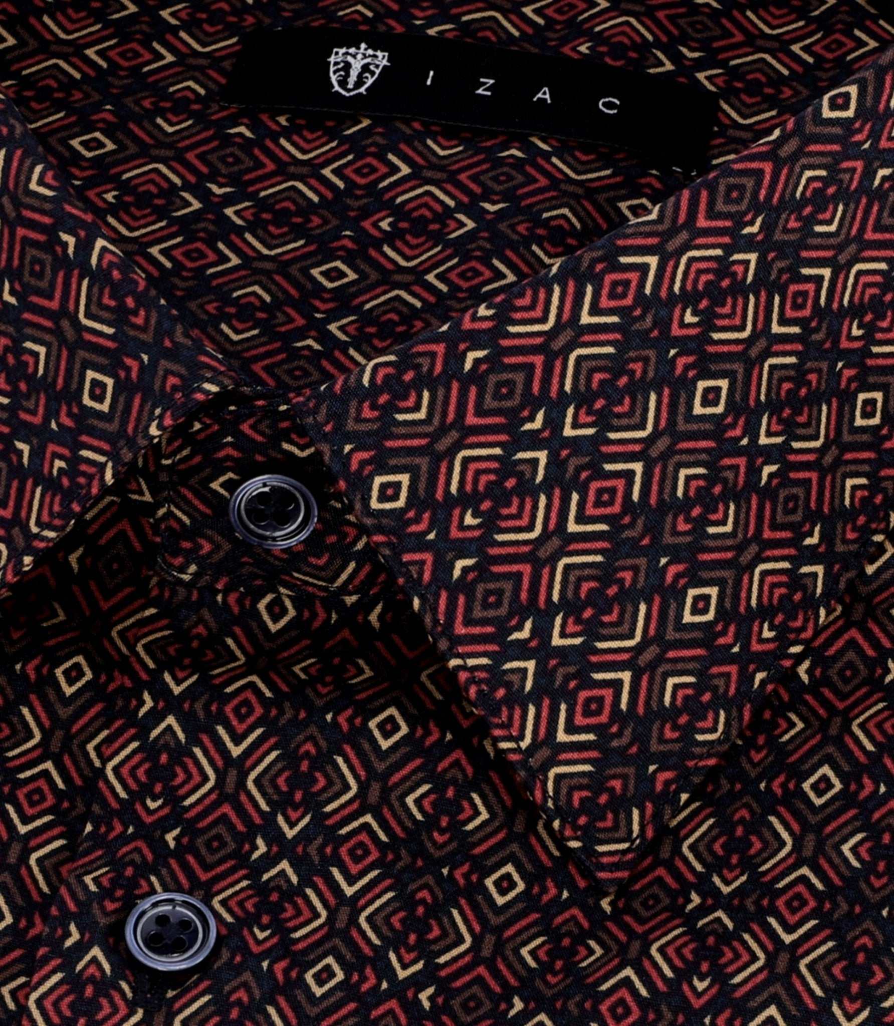 PACCO navy geometric print shirt