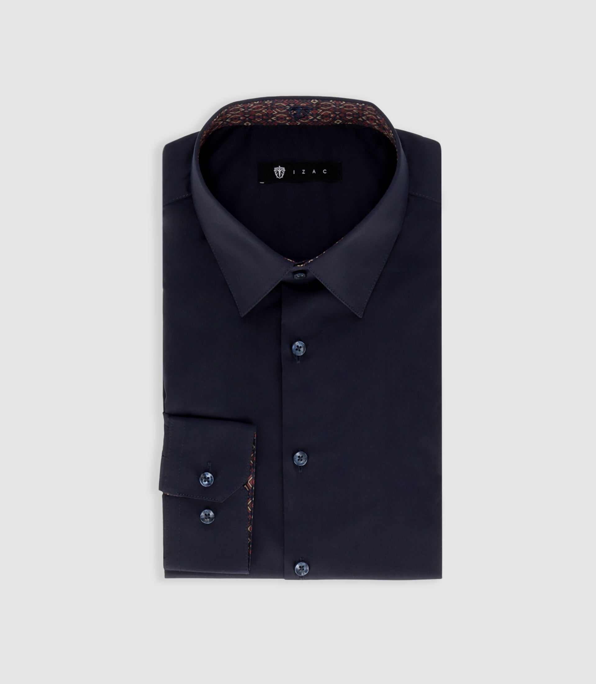 Plain shirt with navy fantasy PAOLO