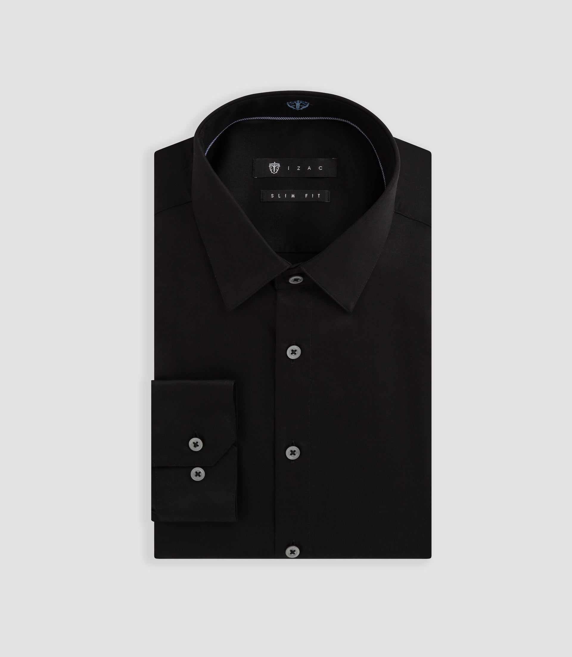 SATINSLIM black cotton sateen slim fit shirt