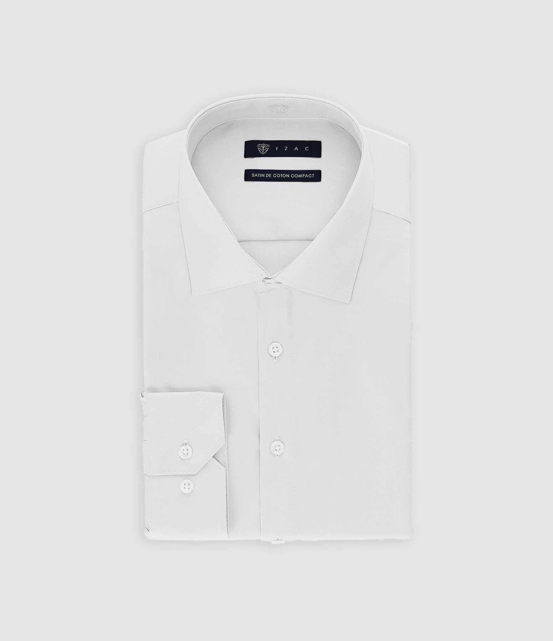 Slim-fit shirt in WHITE cotton satin