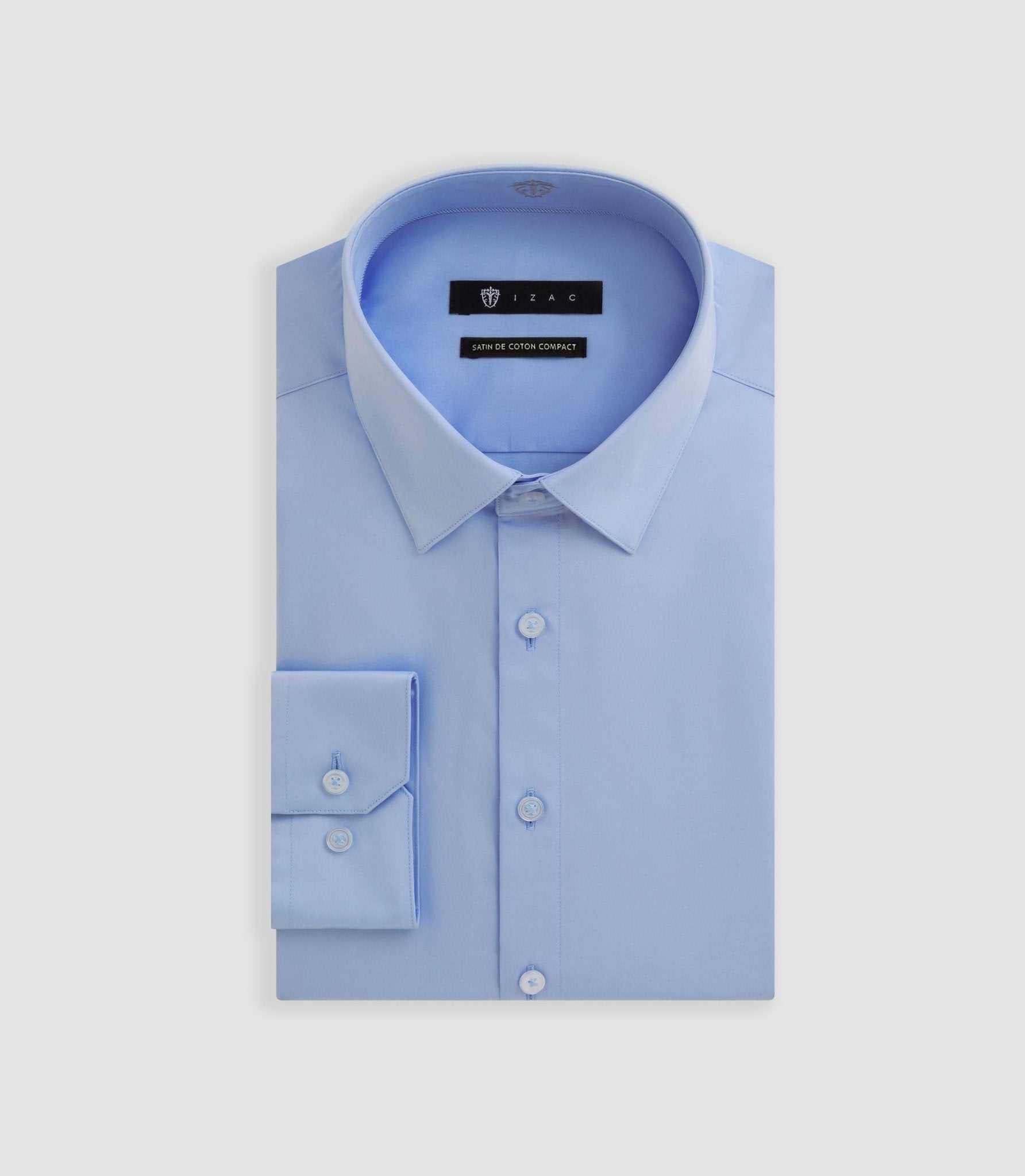 Slim-fit cotton satin shirt BLUE