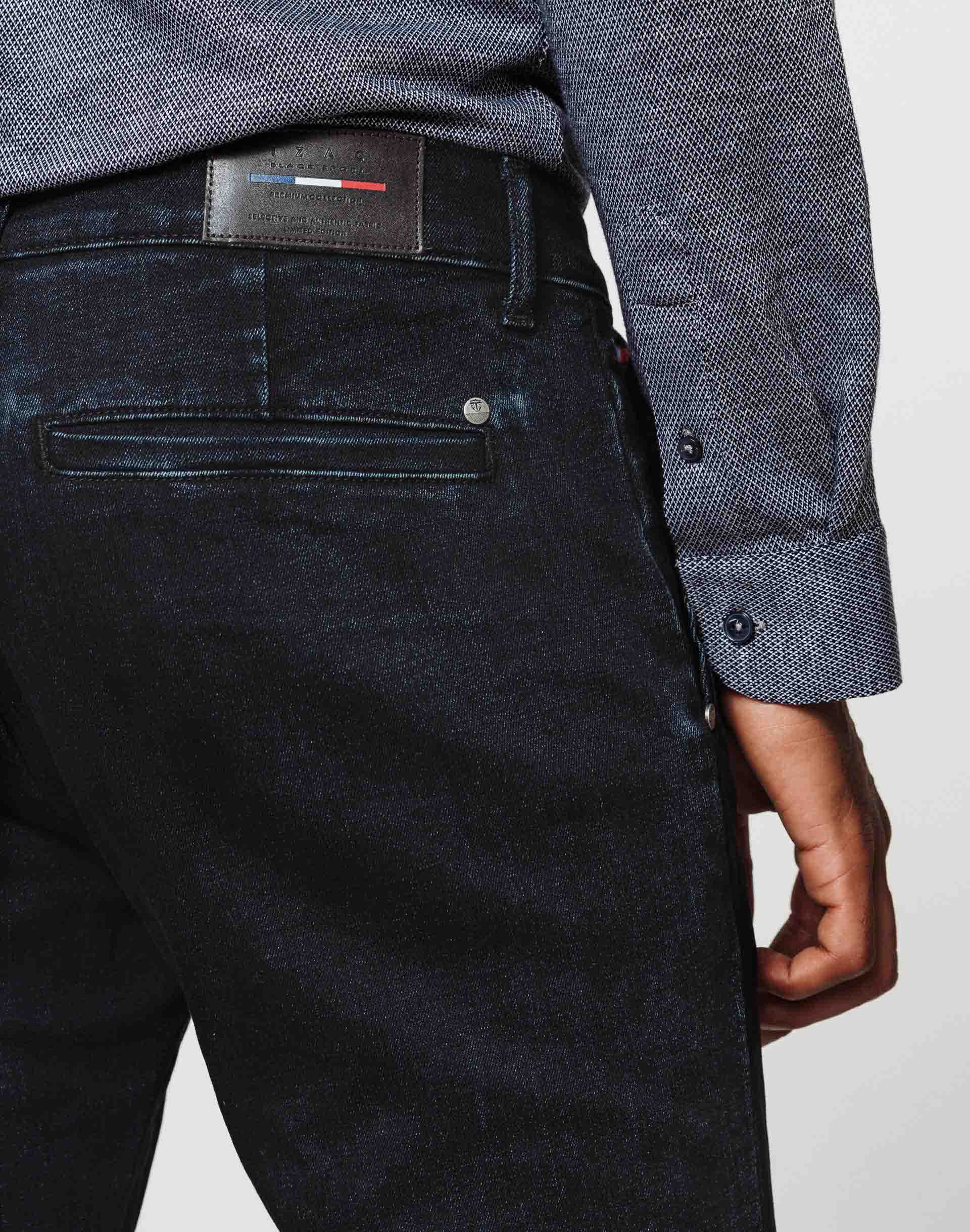 Navy washed denim chino