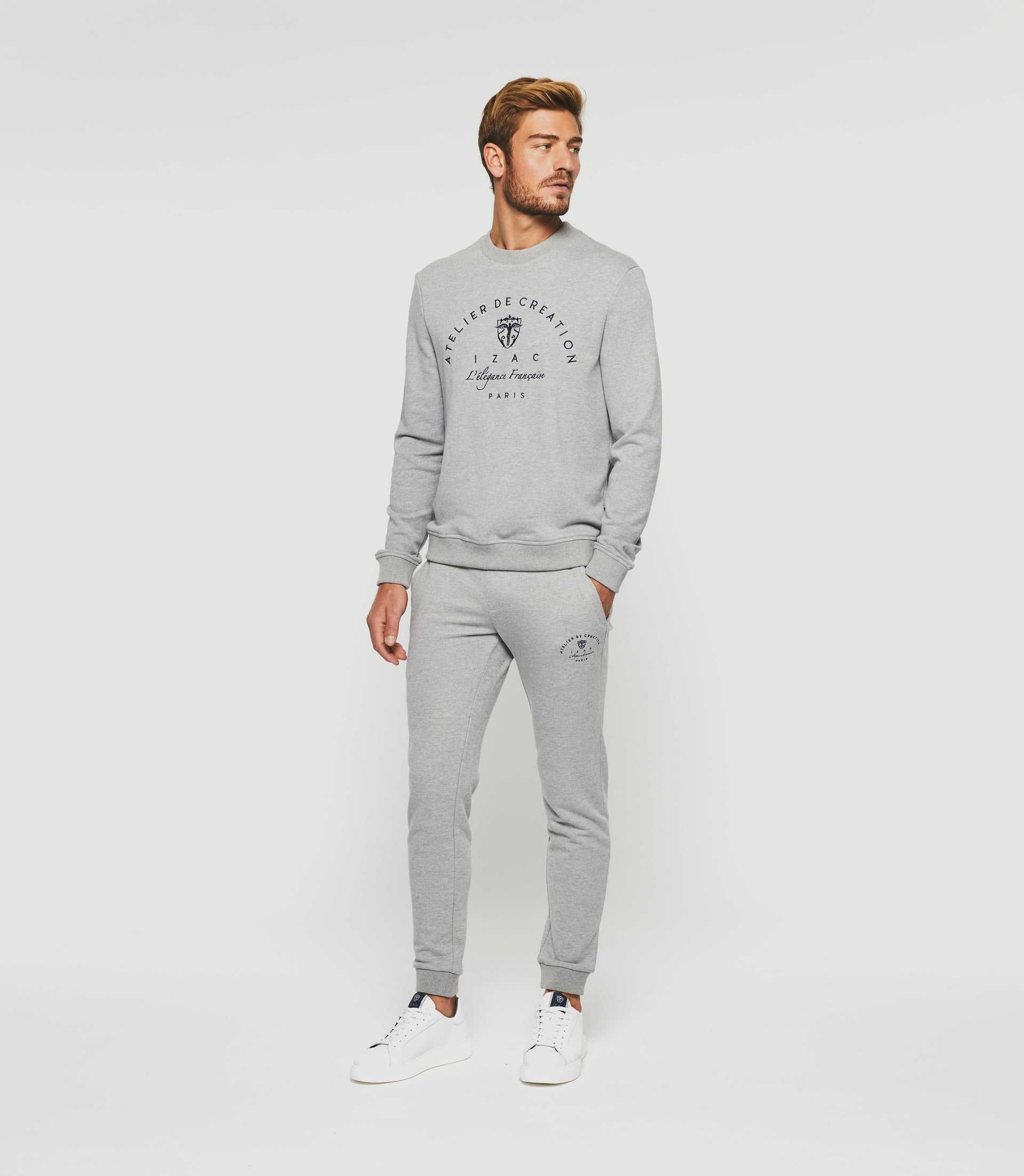 Sweat col rond gris chiné Swduran
