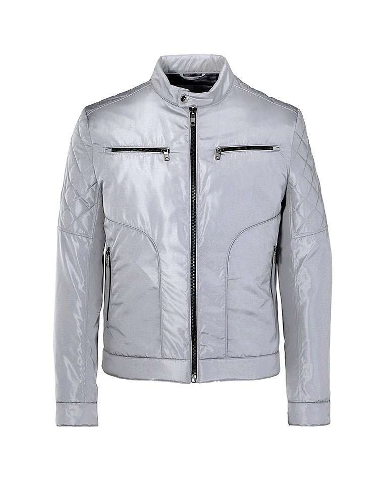 LIGHT JACKET WITH GREY BIKER COLLAR