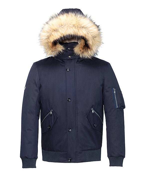 NAVY BLUE HOODED BOMBER