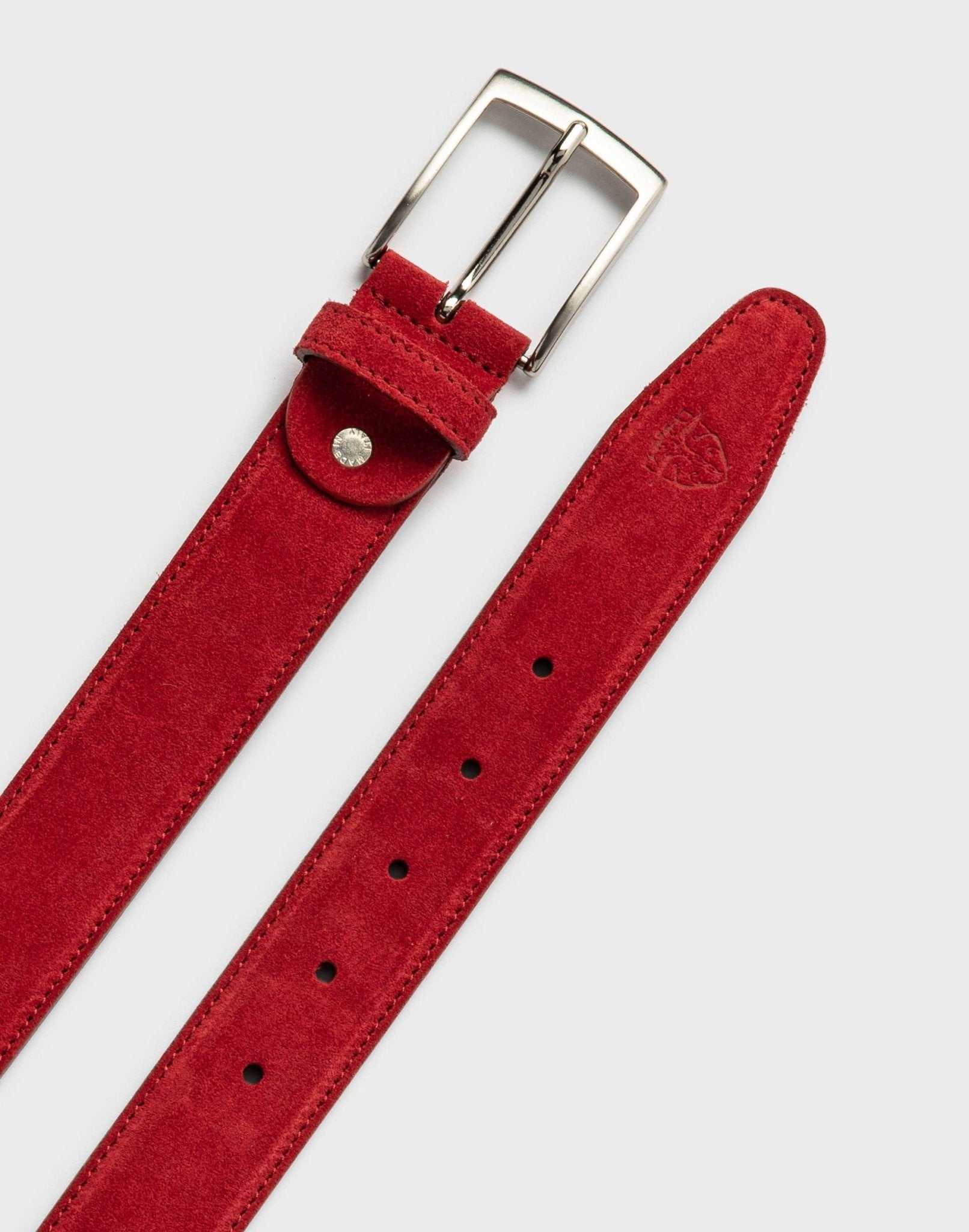 Red suede leather belt