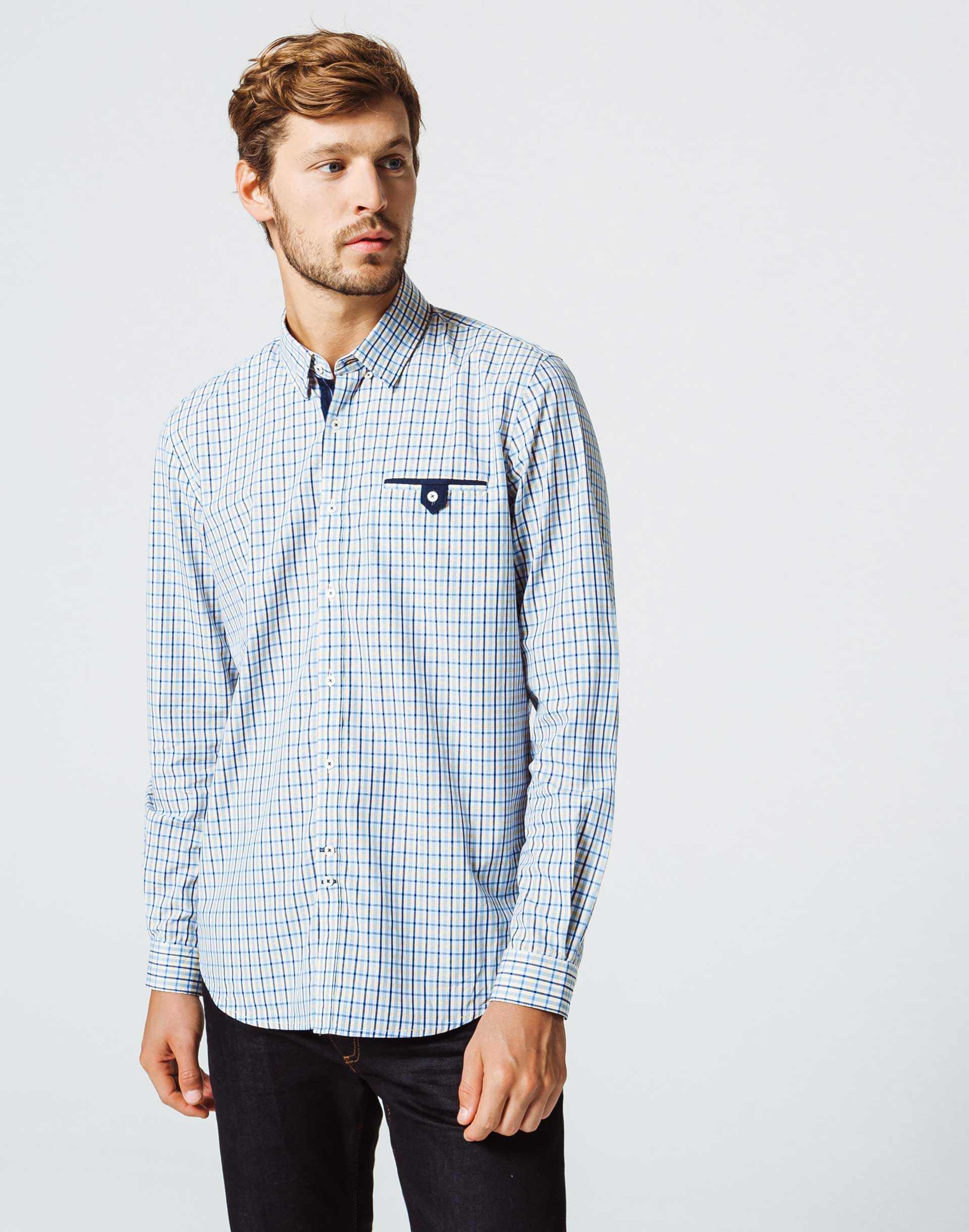 Chemise Carreaux Bleu Ciel