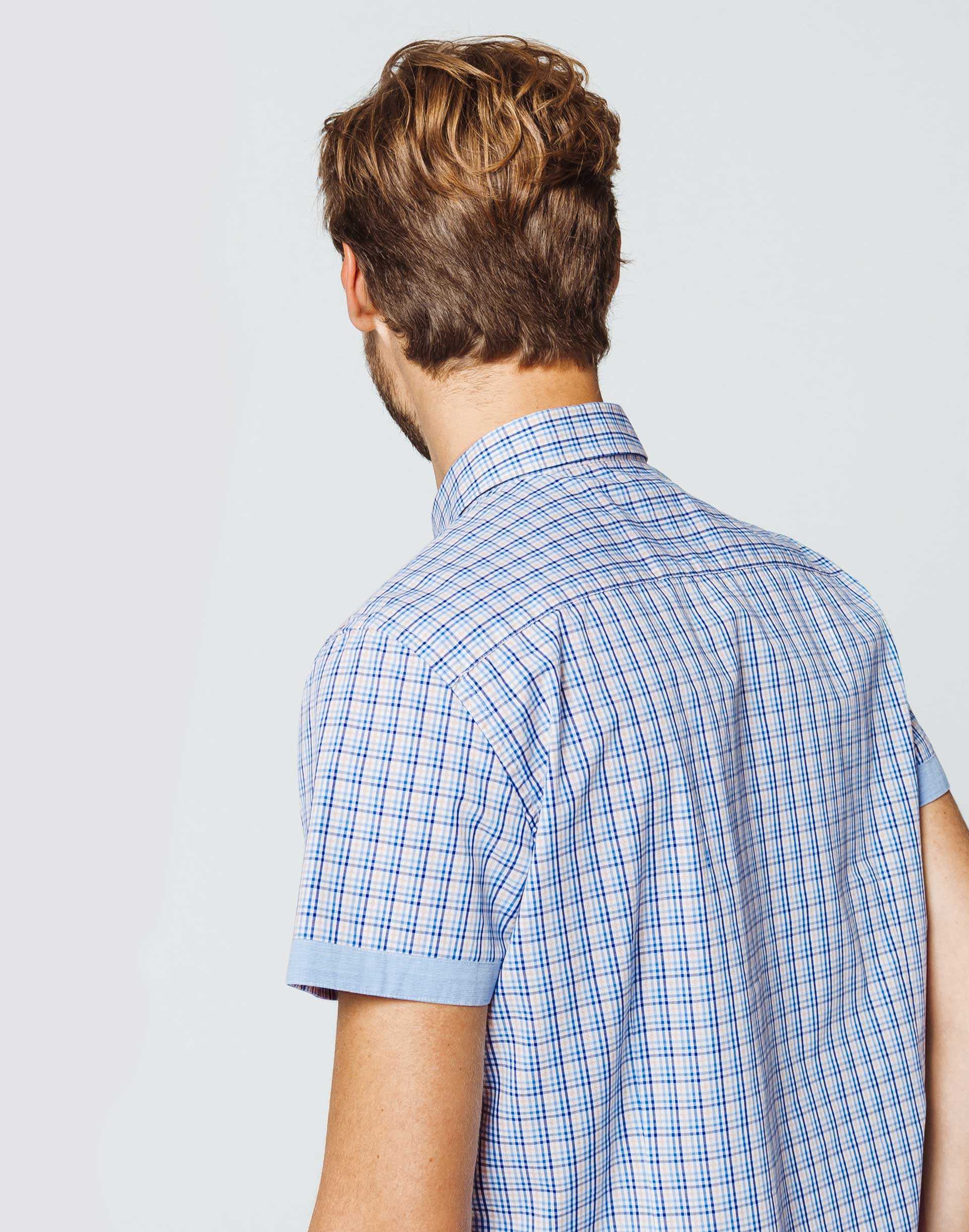 Blue Cotton Checkered Shirt