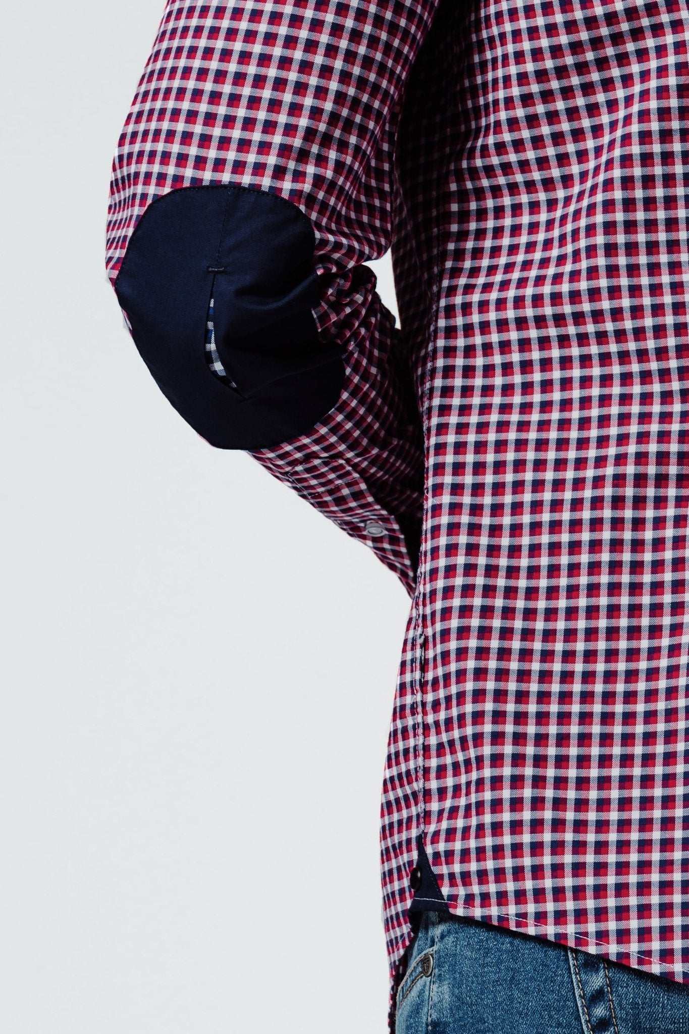 Red Cotton Checkered Shirt