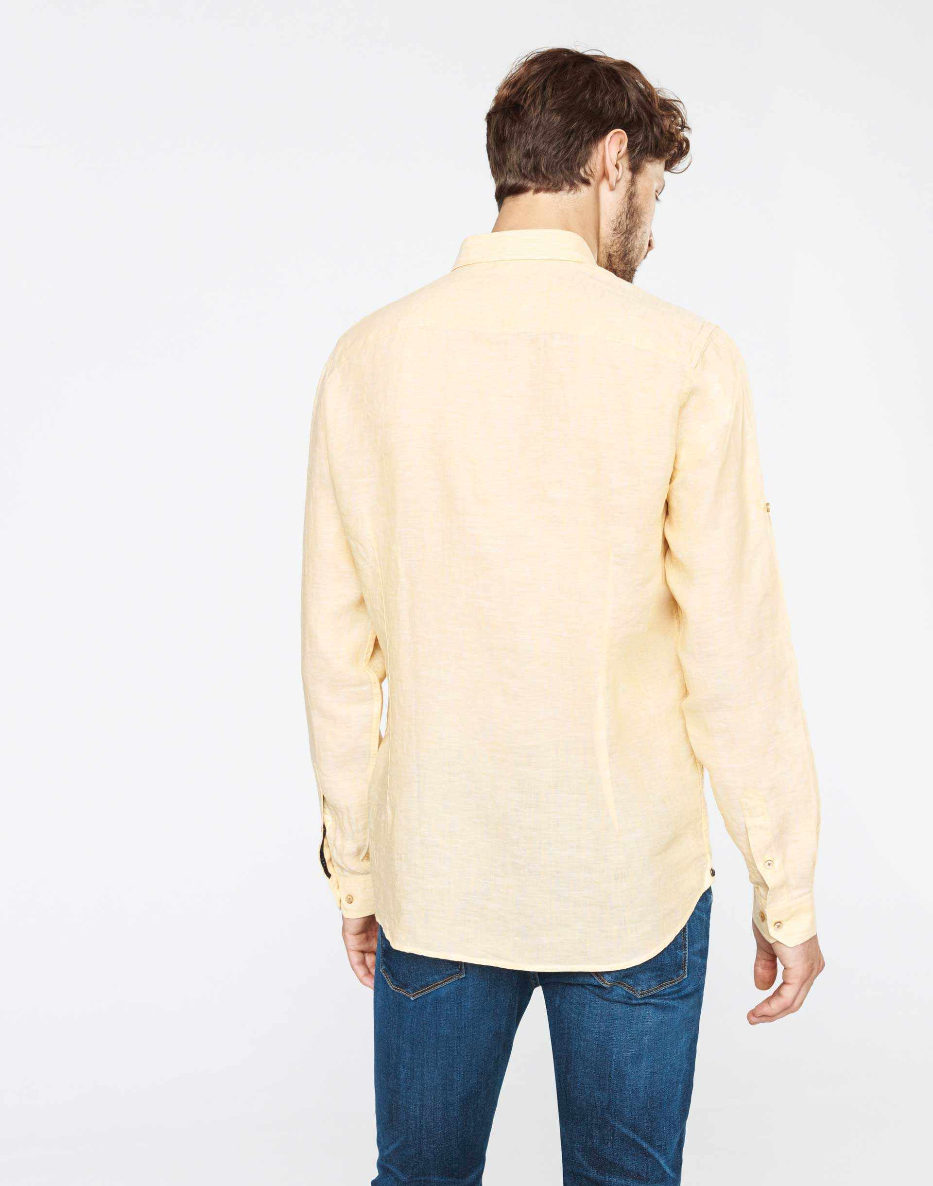 Yellow casual linen shirt