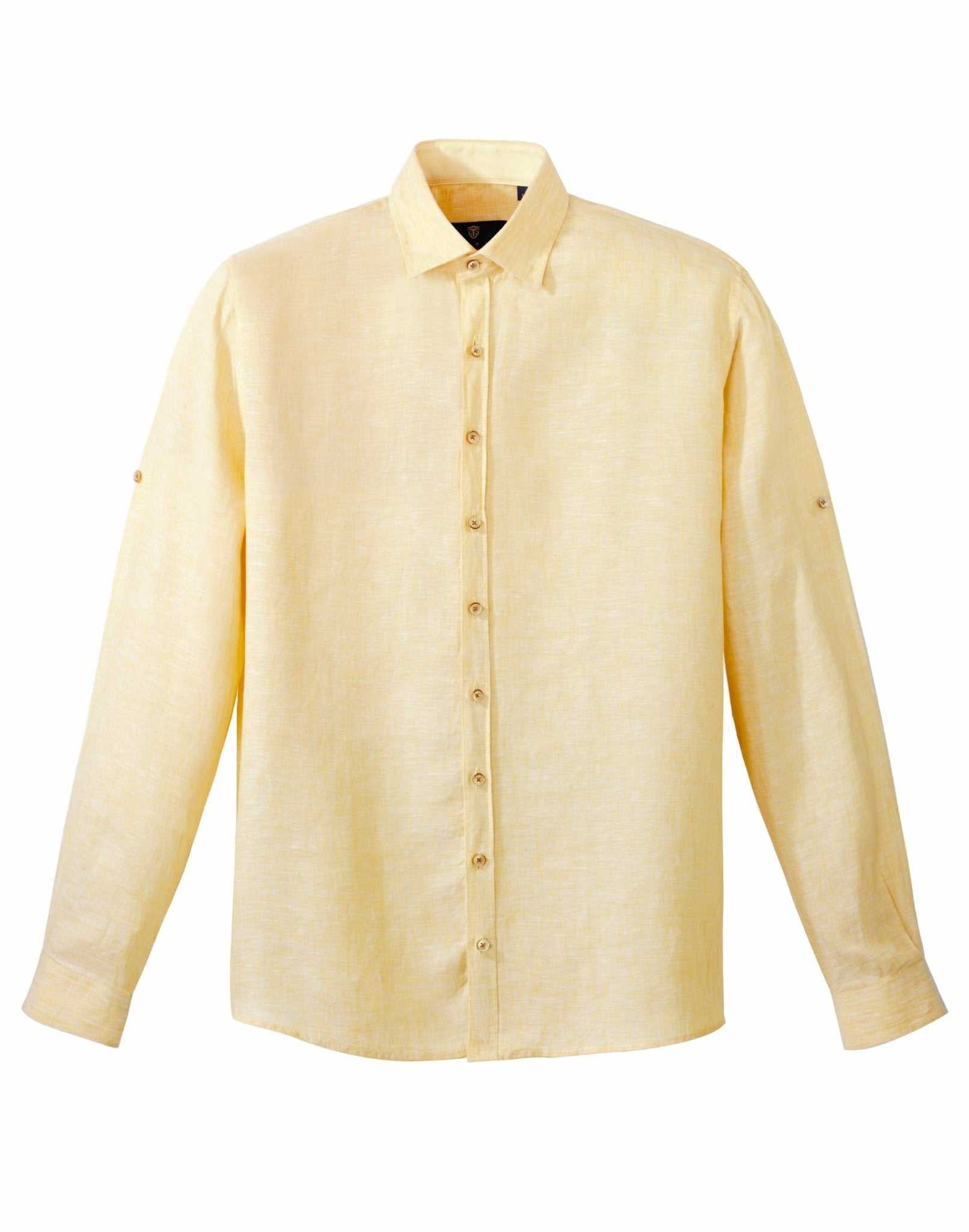 Yellow casual linen shirt