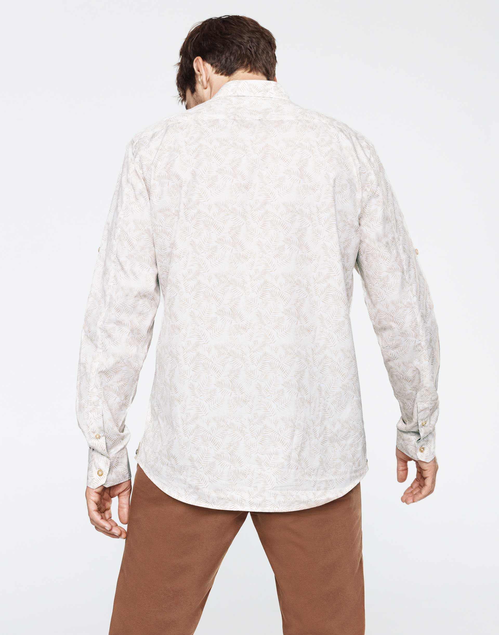 Beige casual shirt with leaves