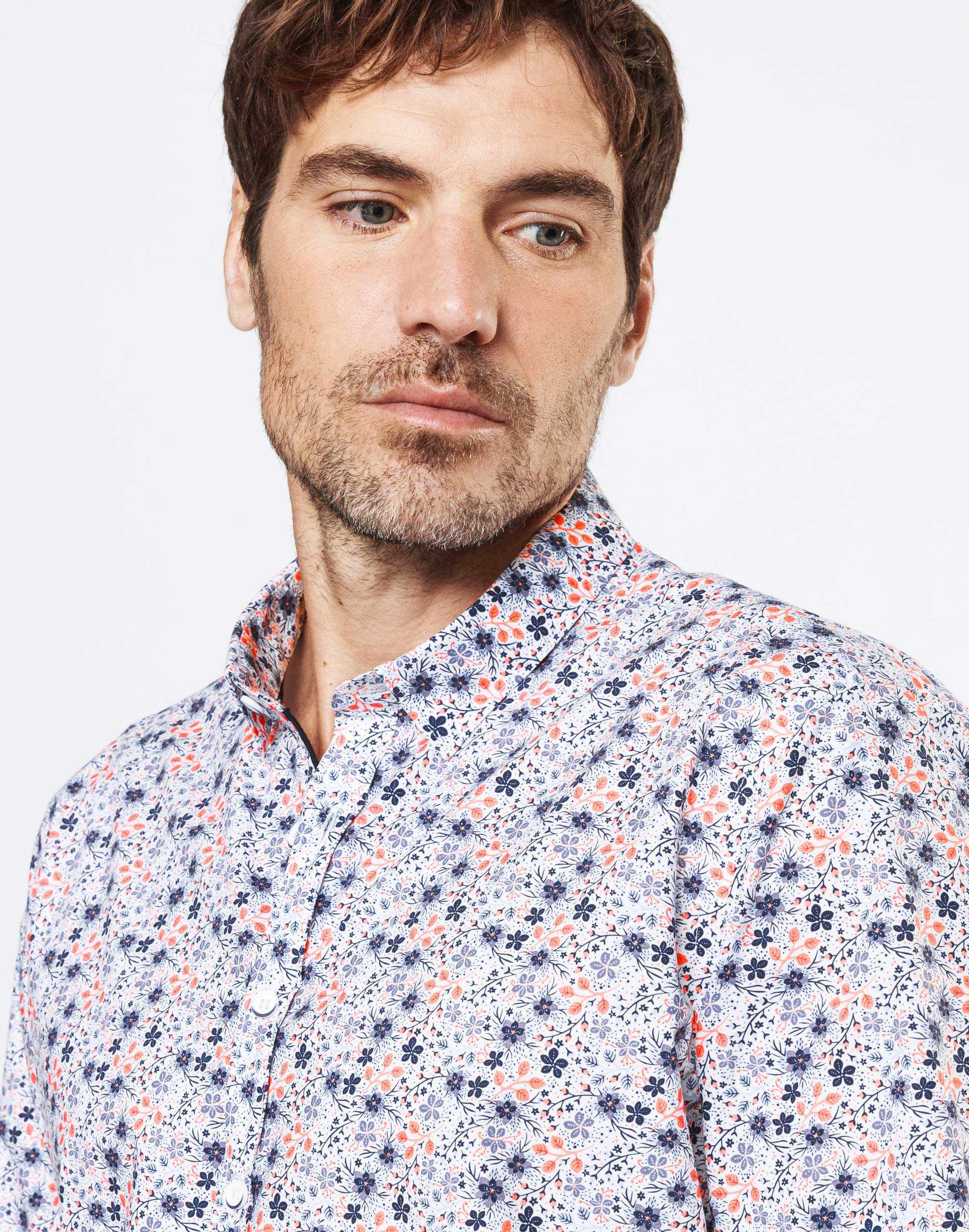 Chemise casual motif fleurs