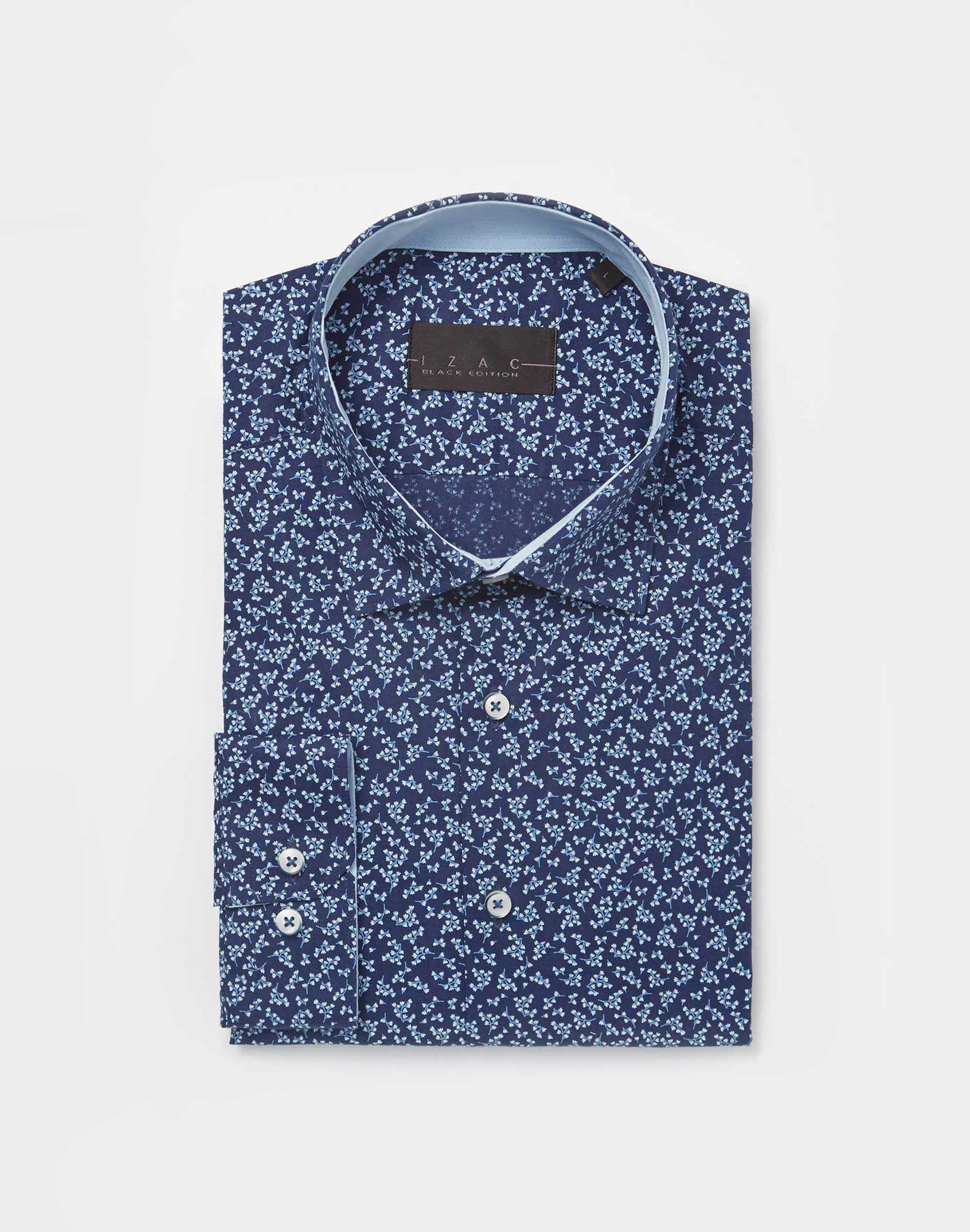 Navy Floral Printed Shirt