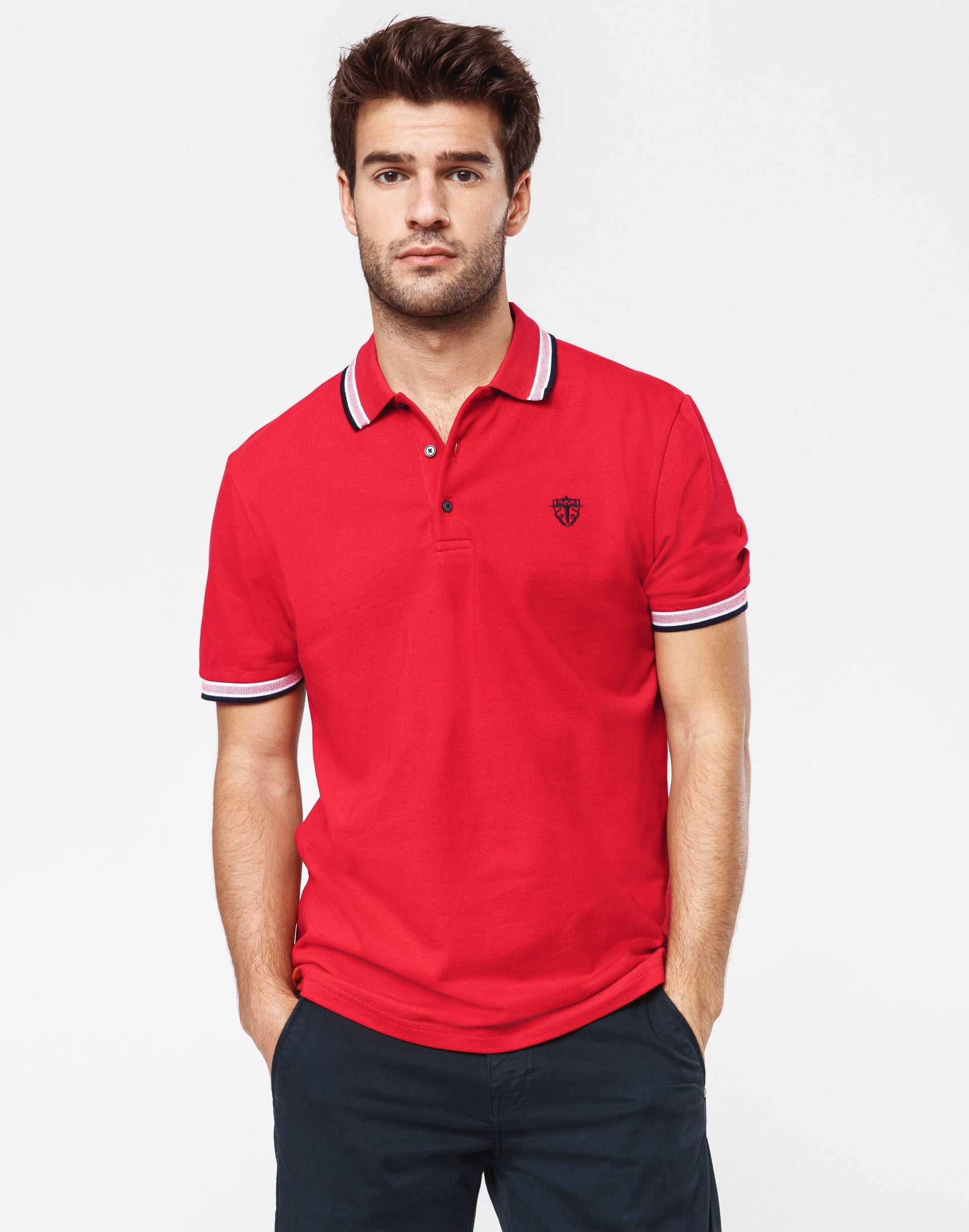 Polo coton piqué rouge