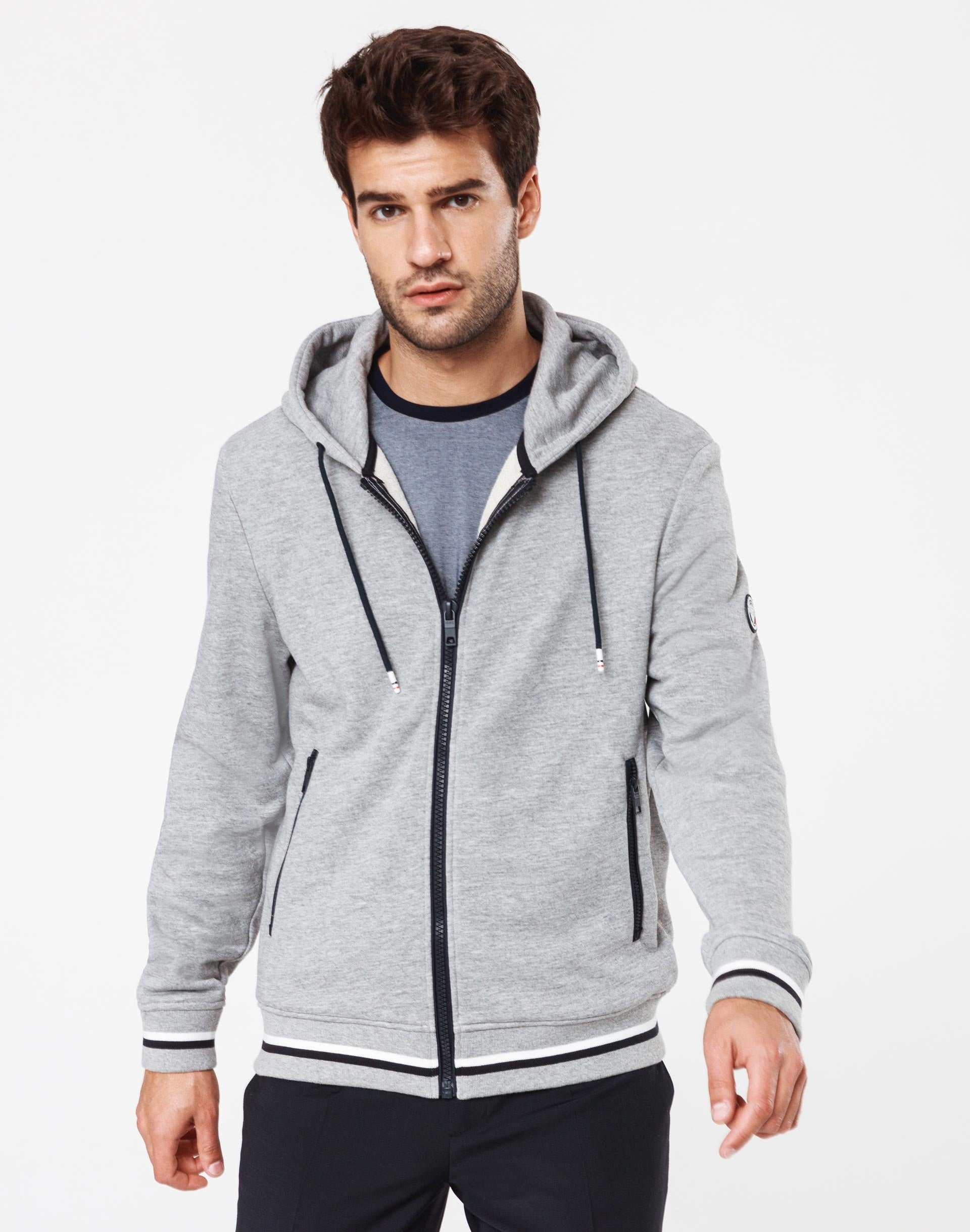 Sweat pull zippé capuche gris