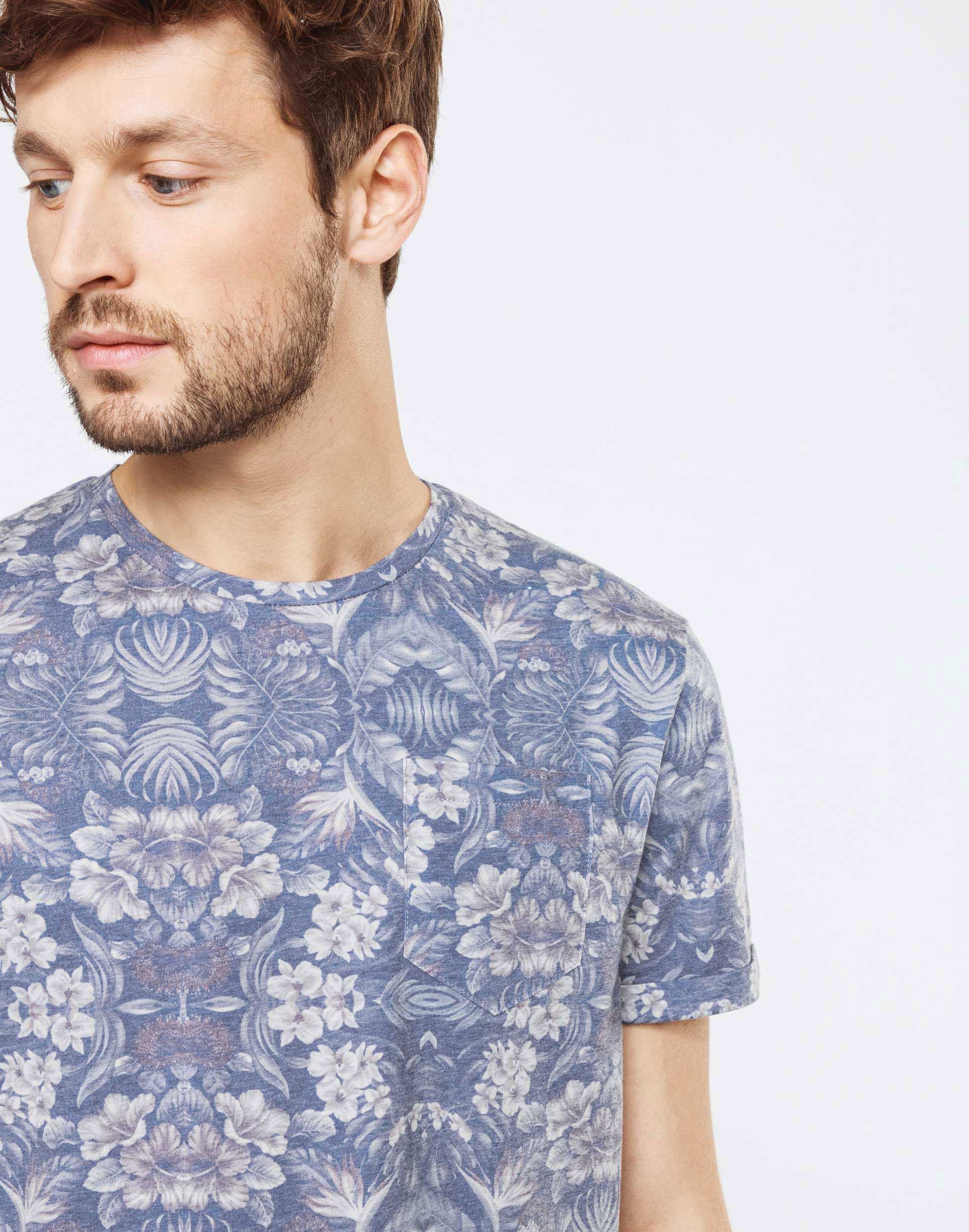 T-shirt bleu tropical chic