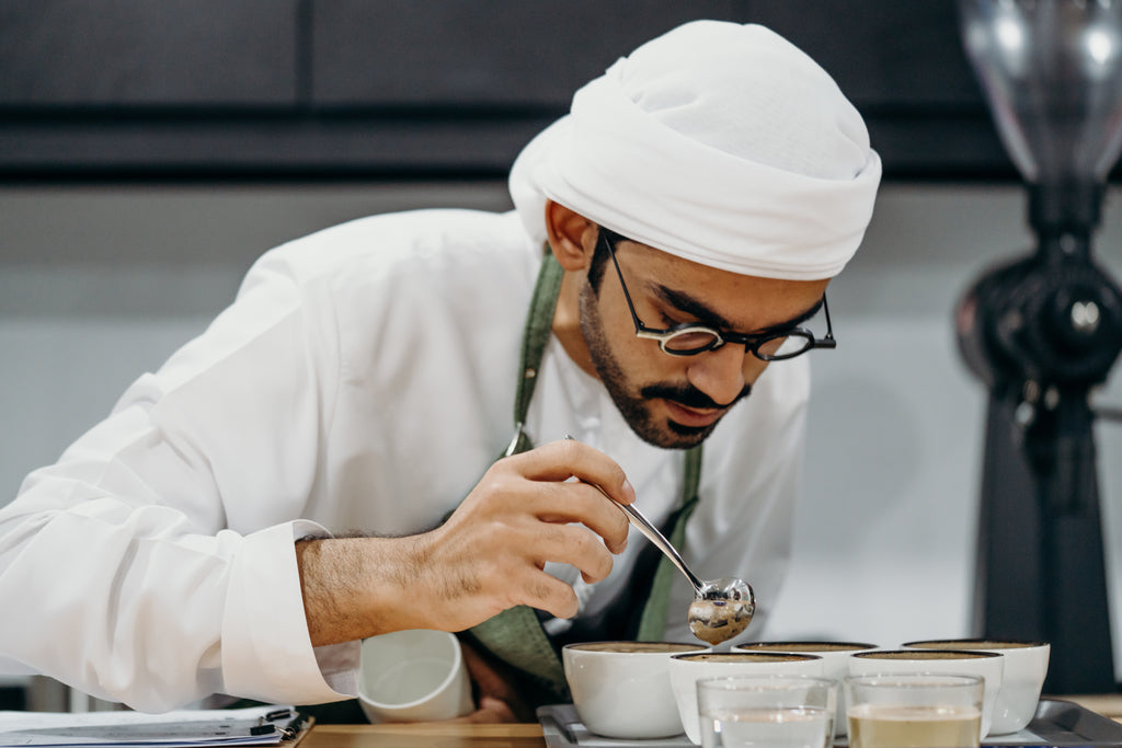 Sulaiman Alalawi cupping at Archers Coffee Academy