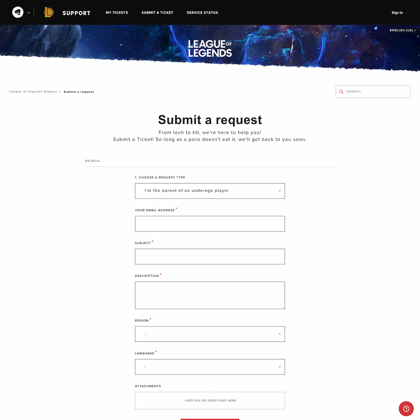 Zendesk example League of Legends