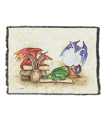 Dragons In The Library throw blanket by Amy Brown and Pure Country Weavers