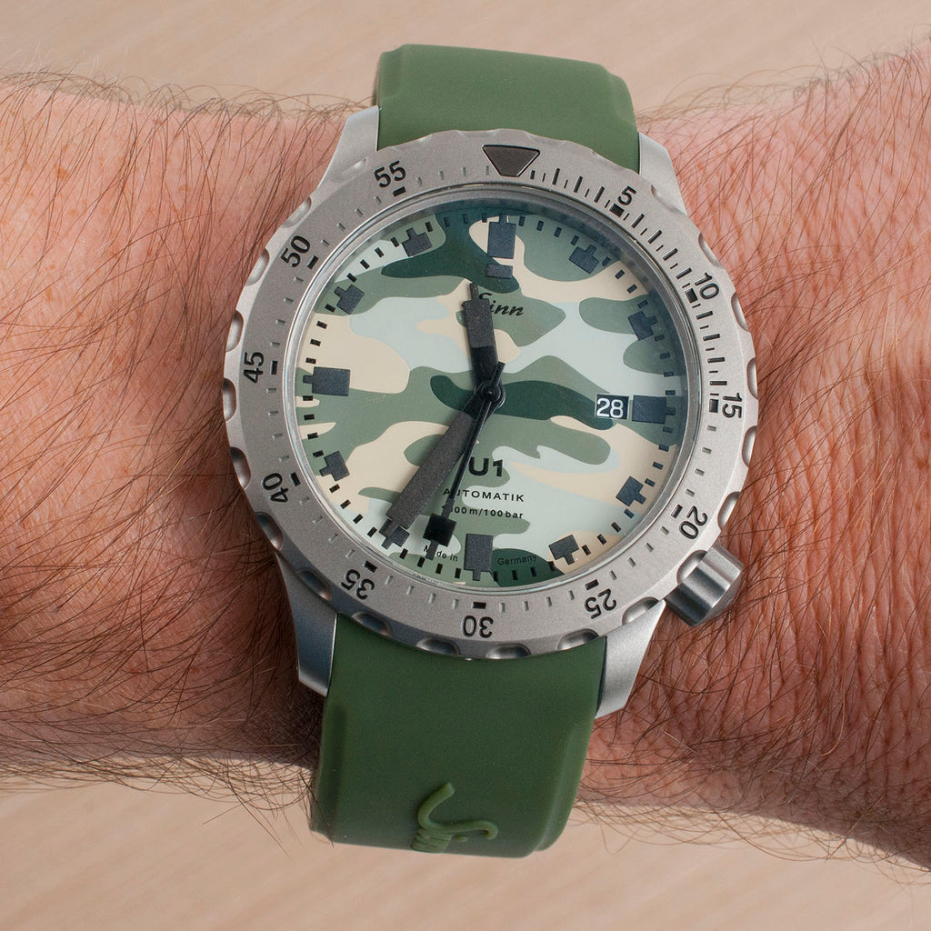 Sinn U1 Camoflage watch review camo compared to Sinn U1 S green silicone strap