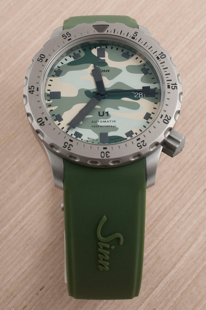 Sinn U1 Camoflage watch review camo compared to Sinn U1 S green silicone strap