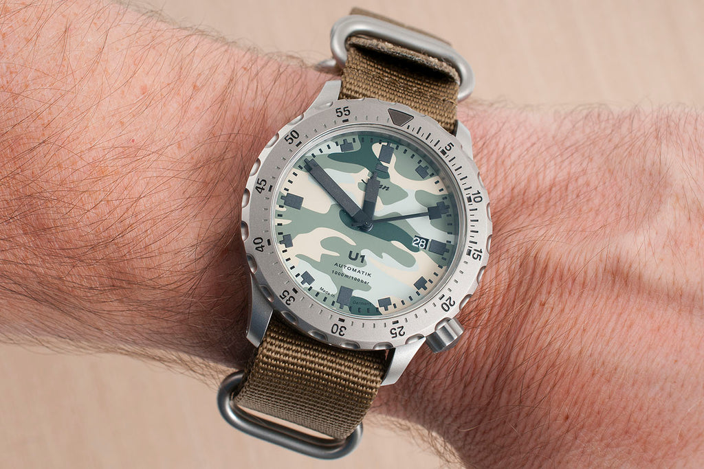 Sinn U1 Camoflage watch review camo compared to Sinn U1 S olive nato zulu strap