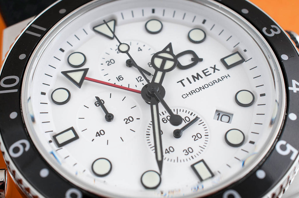 Q Timex Chronograph vs. Q Timex Three Time Zone Chronograph Watch Review And Comparison Of White and Black