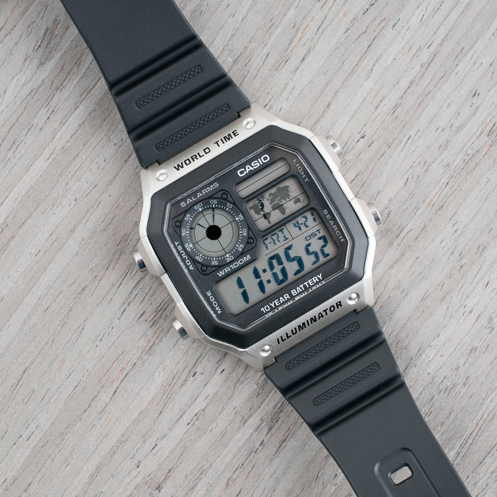 Casio World Time Royale Watch Review AE1200WH-1CV and AE1200WH-1AV