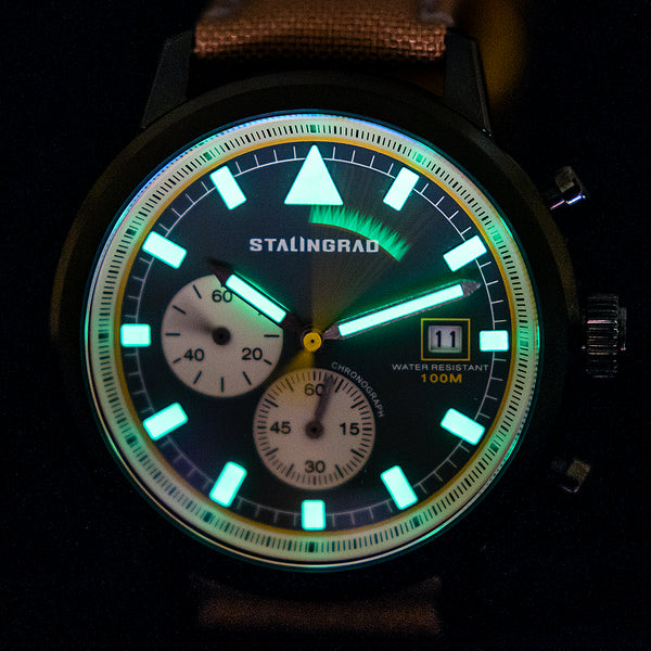 Stalingrad Trooper Watch Review lume shot night