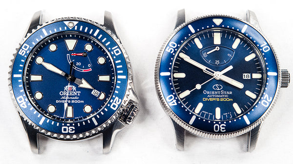 Orient Triton Neptune Star Diver Watch review comparison 200m Blue RA-EL0002L00A RE-AU0302L00B dial bezel markers hands