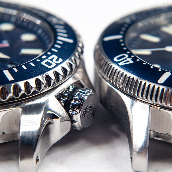 Orient Triton Neptune Star Diver Watch review comparison 200m Blue RA-EL0002L00A RE-AU0302L00B bezel crown lugs