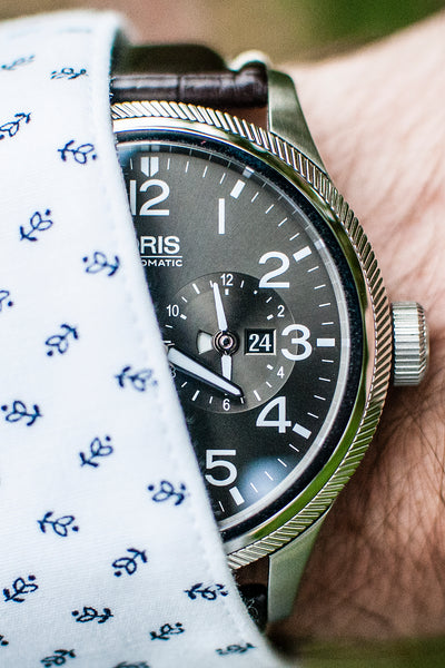 Oris Big Crown Propilot Worldtimer Watch Review under cuff