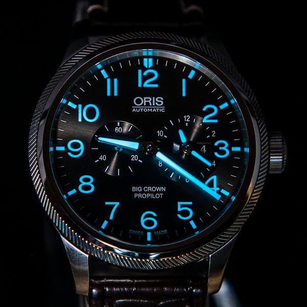 Oris Big Crown Propilot Worldtimer Watch Review lume superluminova