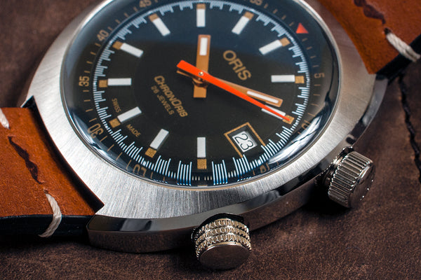 Oris Chronoris Movember Edition Watch Review - (01 733 7737 4034) Case Dial Crown Crowns