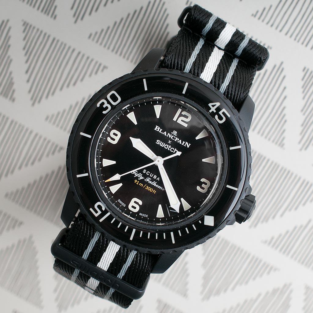 Blancpain x Swatch Scuba Fifty Fathoms Ocean of Storms Watch Review SO35B400