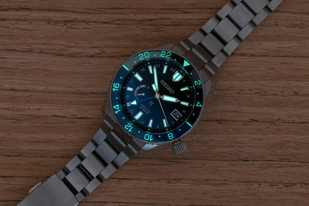 Seiko Prospex LX SNR049 Watch Review SNR049J1 SBDB041 lume shot