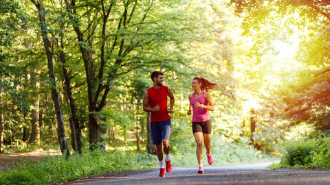 a man and a woman jogging